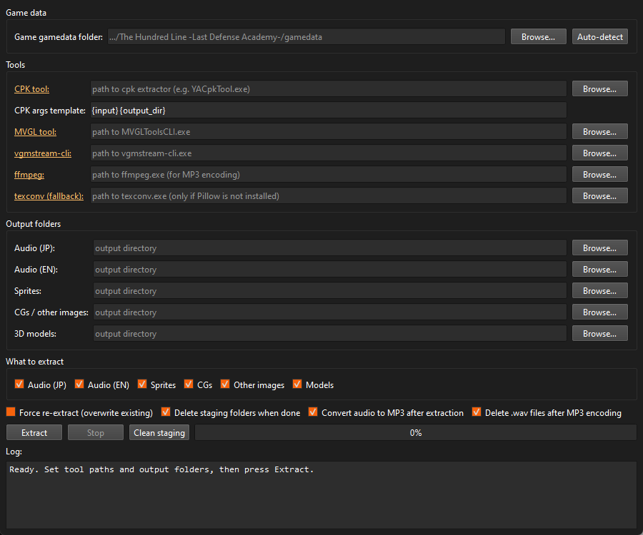 File Extraction program screenshot